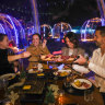 Inside the Raclette Igloo atop Broadway Shopping Centre.