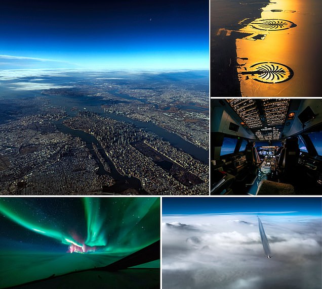 The view from VERY far above: Incredible pictures taken from the cockpit of a jumbo jet