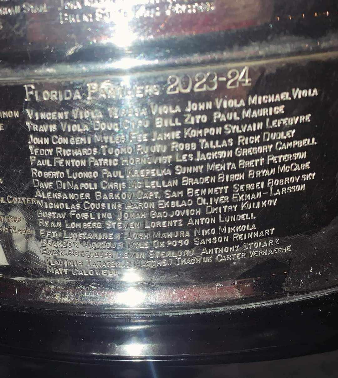 r/hockey - [B/R Open Ice] 2023/24 Florida Panthers Stanley Cup Engraving Names