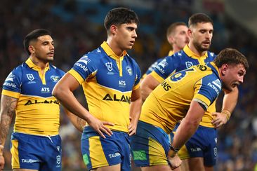 Eels players look on during their loss to the Titans.