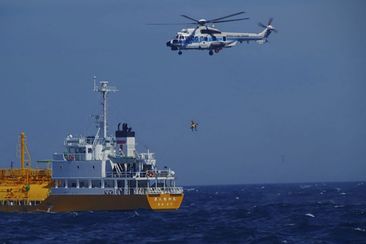 A beachgoer who was swept 80 kilometres out to sea in a floating ring has been rescued off Japan&#x27;s east coast some 36 hours after she went missing, authorities said.