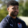 All Blacks legend Richie Mo’unga at NSW Blues training on Monday.