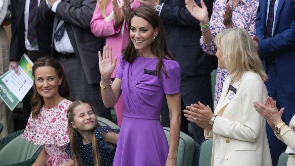 Princess Catherine was greeted by a standing ovation from the centre court crowd as she took her seat in the royal box.