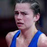 Skye Nicolson breaks down in tears after losing in the quarter-finals at the Tokyo Olympics.