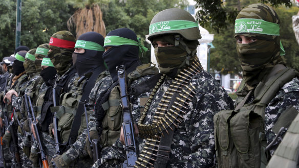 Hamas militants in a file photo from 2016.