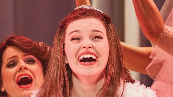 Sheridan Harbridge, Helen Dallimore and Max McKenna in the Sydney Theatre Company and Global Creatures production of Muriel’s Wedding the Musical.