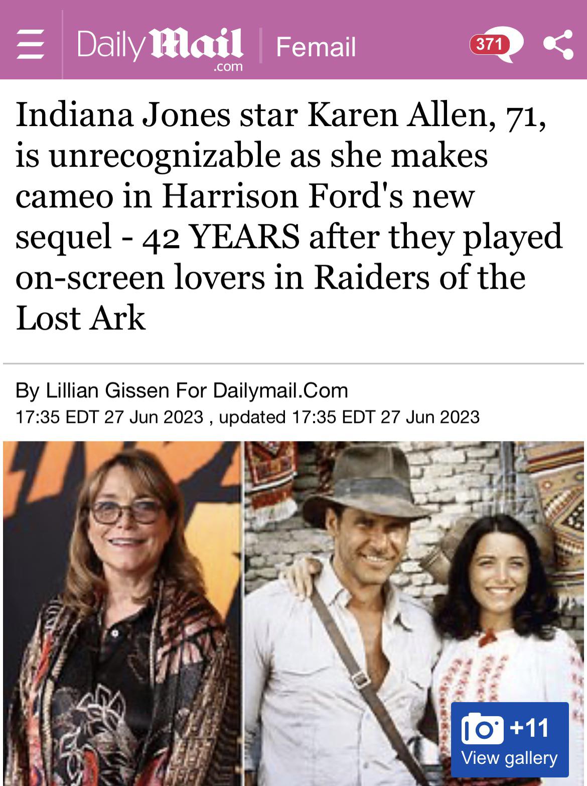 r/popculturechat - Karen Allen looks amazing and these types of “headlines” are just wrong.