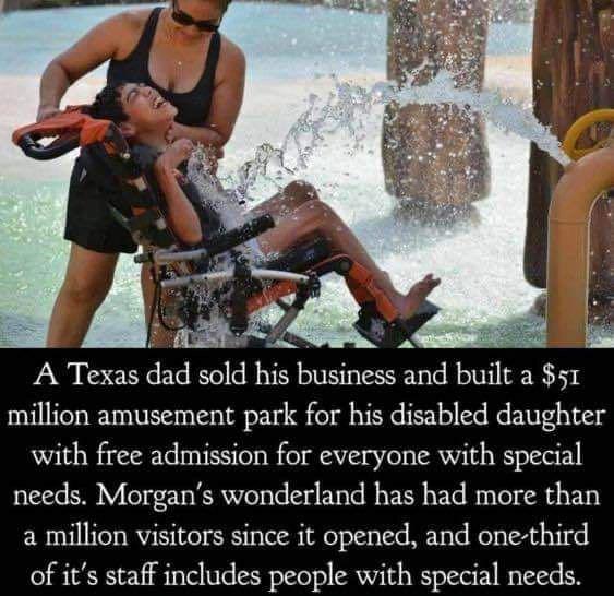 r/BeAmazed - A Father Didn't Want His Daughter To Feel Excluded, So He Built A Park Called Morgan's Wonderland In San Antonio, With Free Admission To Those With Special Needs.