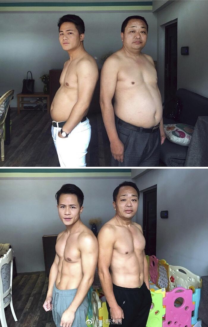 r/BeAmazed - Son and father got fit together in a span of 6 months