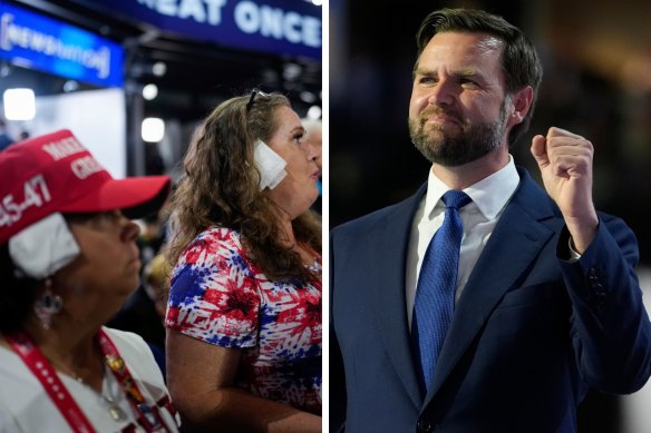 Supporters bandaged ears in solidarity to see Trump’s mini-me Vance speak live