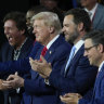 For Fox News host Carlson (L) joined Donald Trump and his newly chosen running mate J.D. Vance in the VIP box.