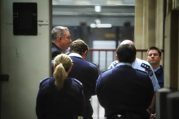 Greg Lynn arriving at court for the first time as a convicted murderer.