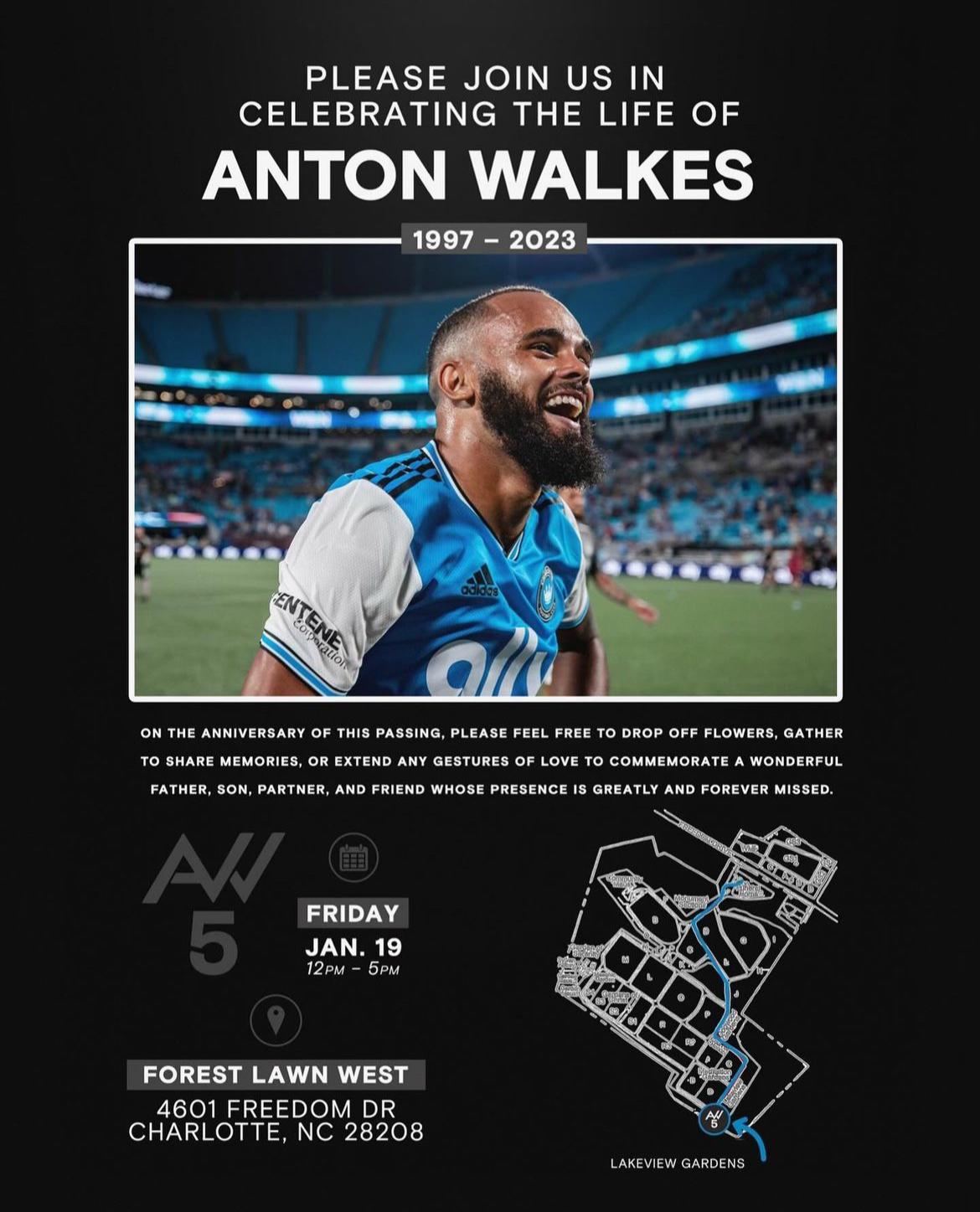 r/CharlotteFootballClub - REMINDER - Between 12-5 PM Today is Anton Walke's Celebration of Life at Forest Lawn West Cemetary