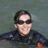 Paris Mayor Anne Hidalgo swims in the River Seine on Wednesday, following through on her vow that it would be clean for the Olympics. 