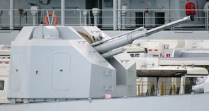 The PJ-26 76 mm Main Gun of the Handan (579), a Type 054A Frigate of the People's Liberation Army Navy (PLAN) of China