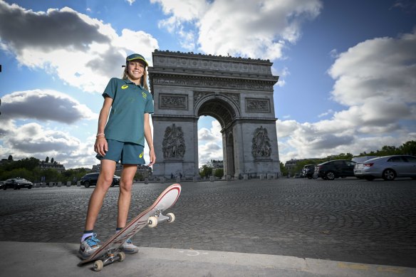 Australian skateboarder Chloe Covell in Paris.