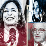 Celebrities including Jamie Lee Curtis, Spike Lee, Cher and Robert De Niro have expressed support for Kamala Harris (centre).