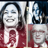 Celebrities including Jamie Lee Curtis, Spike Lee, Cher and Robert De Niro have expressed support for Kamala Harris (centre).