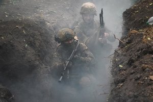 Ukrainian soldiers from the 3rd Spartan Task Force Brigade are taking part in tactical and medical training exercises at an undisclosed location in Kharkiv region, Ukraine, Monday, July 22, 2024.