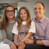 Clare and Anthony Burrows with their daughter Kate, 9, who received a life-saving liver transplant as a toddler.