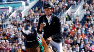 Silver medallist Christopher Burton was riding a horse lent by a British equestrian friend who was unable to compete in the Olympics.