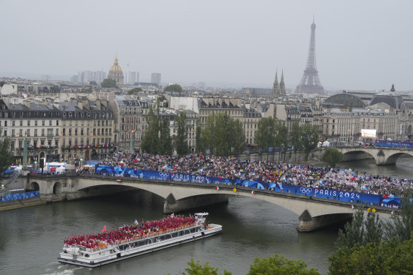 Slowly the boats made their way down the Seine.