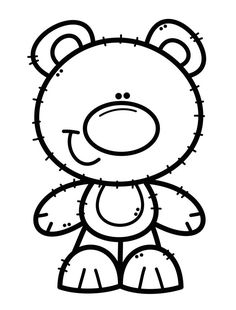 a black and white drawing of a teddy bear