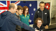 From left to right: Adam Hunter, Paris performance analysis hub manager, senior biomechanist at the Australian Sports Commission Mitchell Mooney,   Sarah Taylor, intelligence lead at Athletics Australia, Jake Scheide, skill acquisition support at Paralympics Australia and Ian Morrow, head of performance at Swimming Australia.