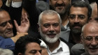 Hamas chief Ismail Haniyeh at the swearing-in ceremony of Iranian President Masoud Pezeshkian on Tuesday.
