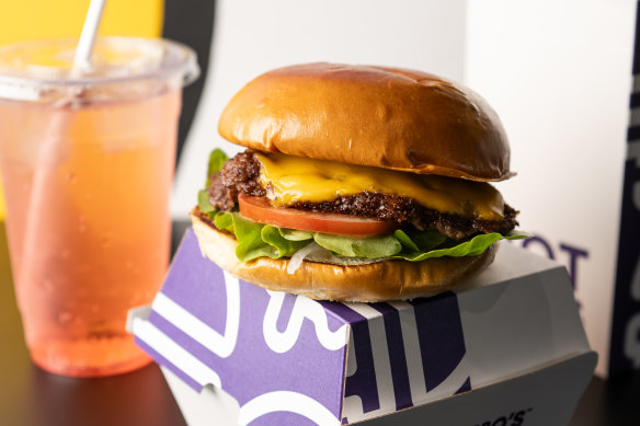 The Classic smashburger with chips and watermelon soda.