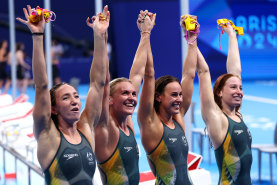 Australia’s gold medal-winning women’s 4x200m relay team.