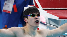 Pan Zhanle of China after winning the 100m freestyle final.