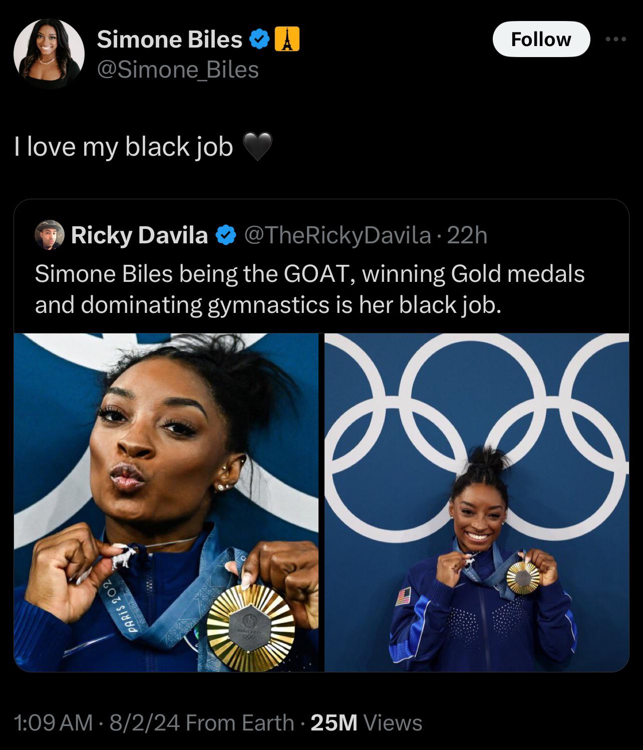 r/popculturechat - Simone Biles: “I love my black job 🖤”