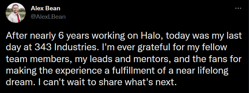 r/halo - Alex Bean - Senior Systems Designer leaves 343 Industries