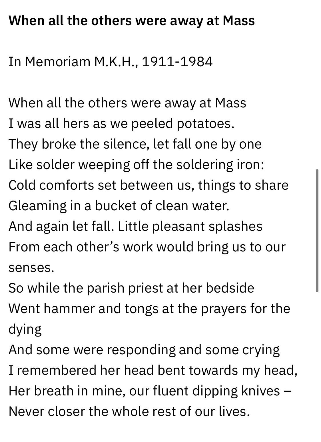 r/ireland - When all the others were away at Mass- by Seamus Heaney.