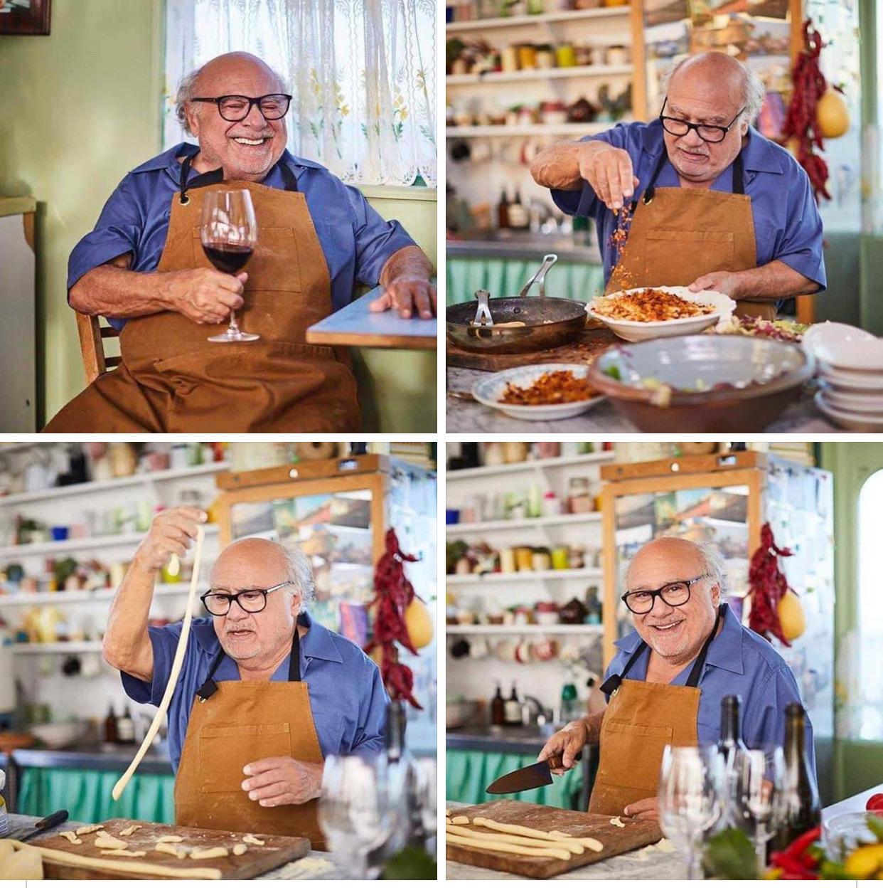 r/aww - Just Danny DeVito making pasta and drinking wine