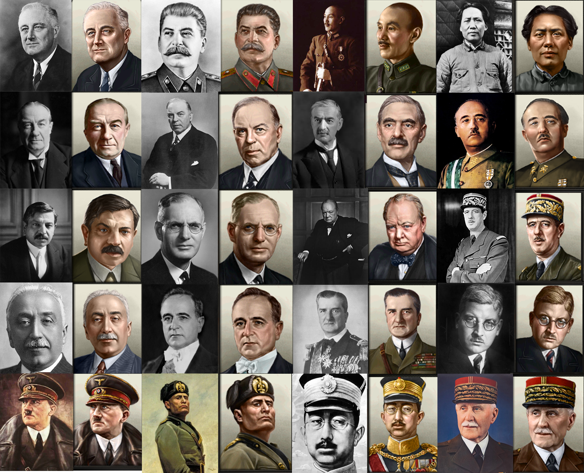 r/hoi4 - Tried to find the original photos/artwork to many of the major Country Leader Portraits in Hoi4