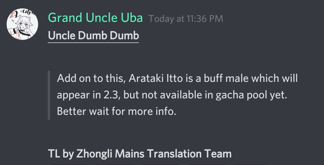 r/Genshin_Impact_Leaks - Arataki Itto may appear in 2.3 with a buff male model (Uncle Dumb Dumb)