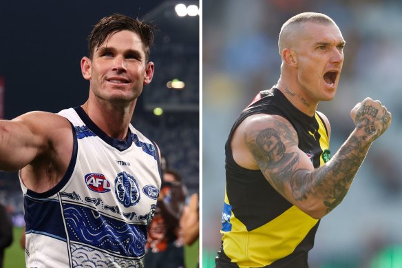 Tom Hawkins and Dustin Martin announced their AFL retirements on the same day.