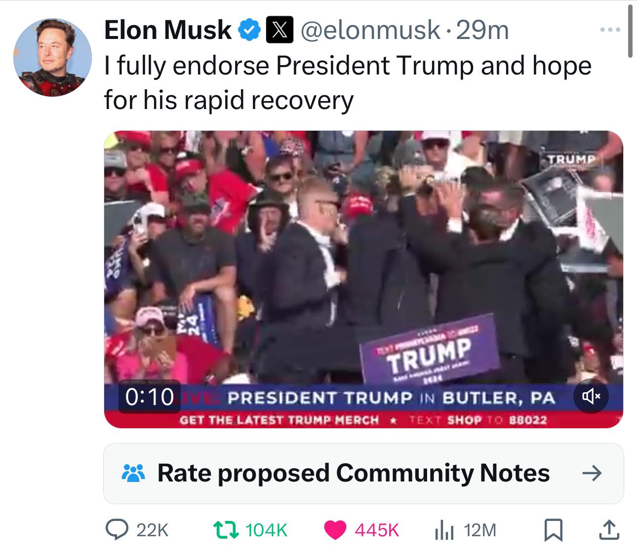 r/Conservative - Elon Musk endorses President Trump 