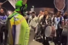 Canberra Raiders drummer Simon Tayoun harrassed by Bulldogs fans in Belmore.