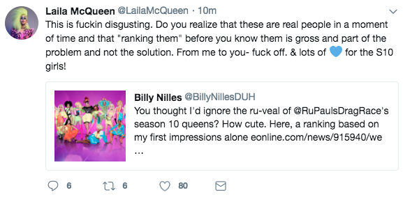 r/rupaulsdragrace - Laila McQueen Thinks Ranking the S10 Queens is wrong. Is she right?