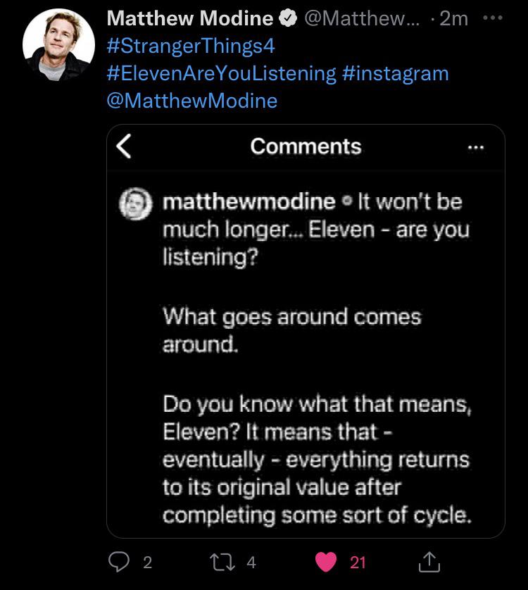 r/StrangerThings - Matthew Modine is clearly hinting at something... 👀