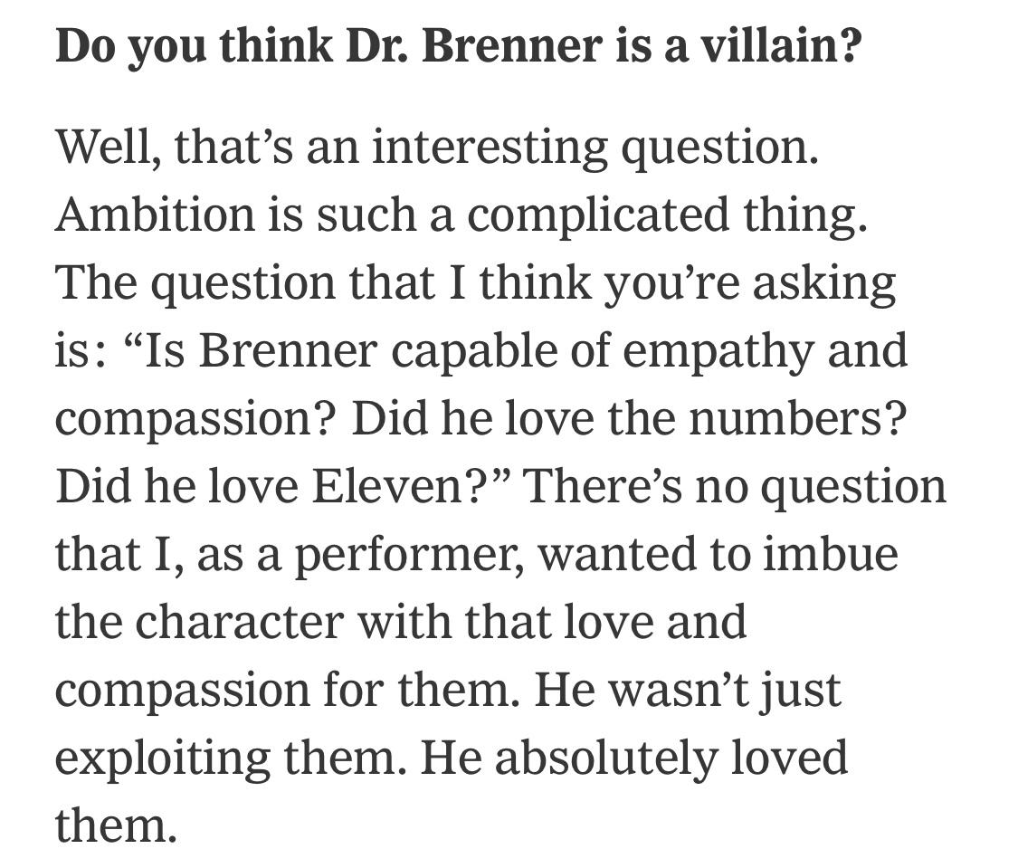 r/StrangerThings - Matthew Modine on whether or not Brenner cared about Eleven and the numbers