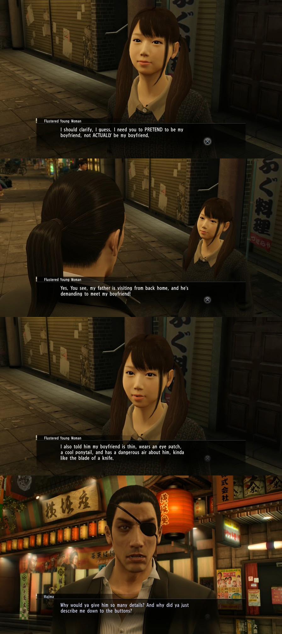 r/gaming - [Yakuza 0] Well you've won the fake boyfriend lottery today