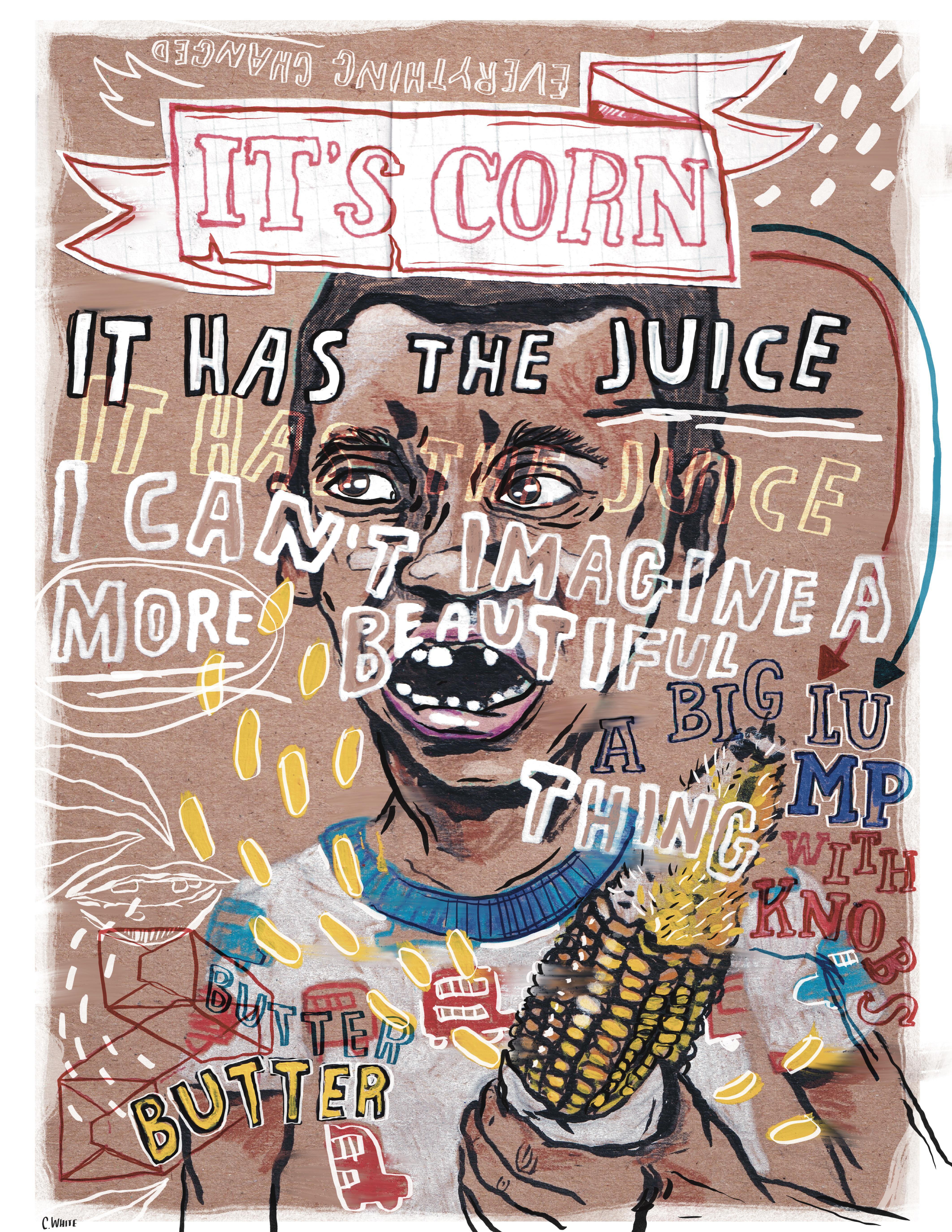 r/Art - Corn Kid, Courtney White, mixed media, 2022