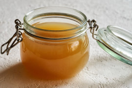 Home-made bone broth is inexpensive to make and nourishing to eat.