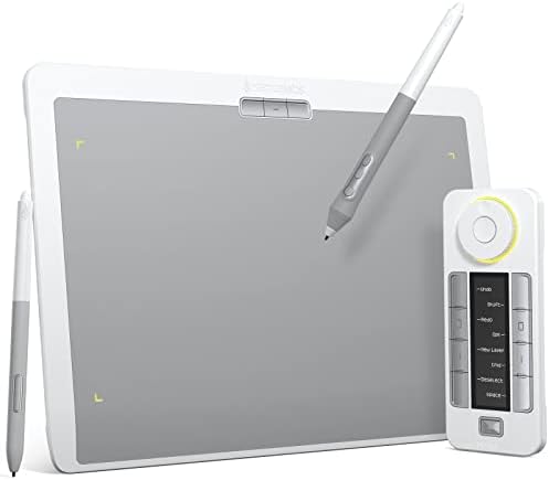 XENCELABS Drawing Tablet Medium, Computer Graphic Tablets with 40 Customizable Quick Keys, 12" Ultrathin Pen Tablet with 2 Battery-Free Stylus, 8192 Levels Pressure for Win/Mac/Linux, Nebula White