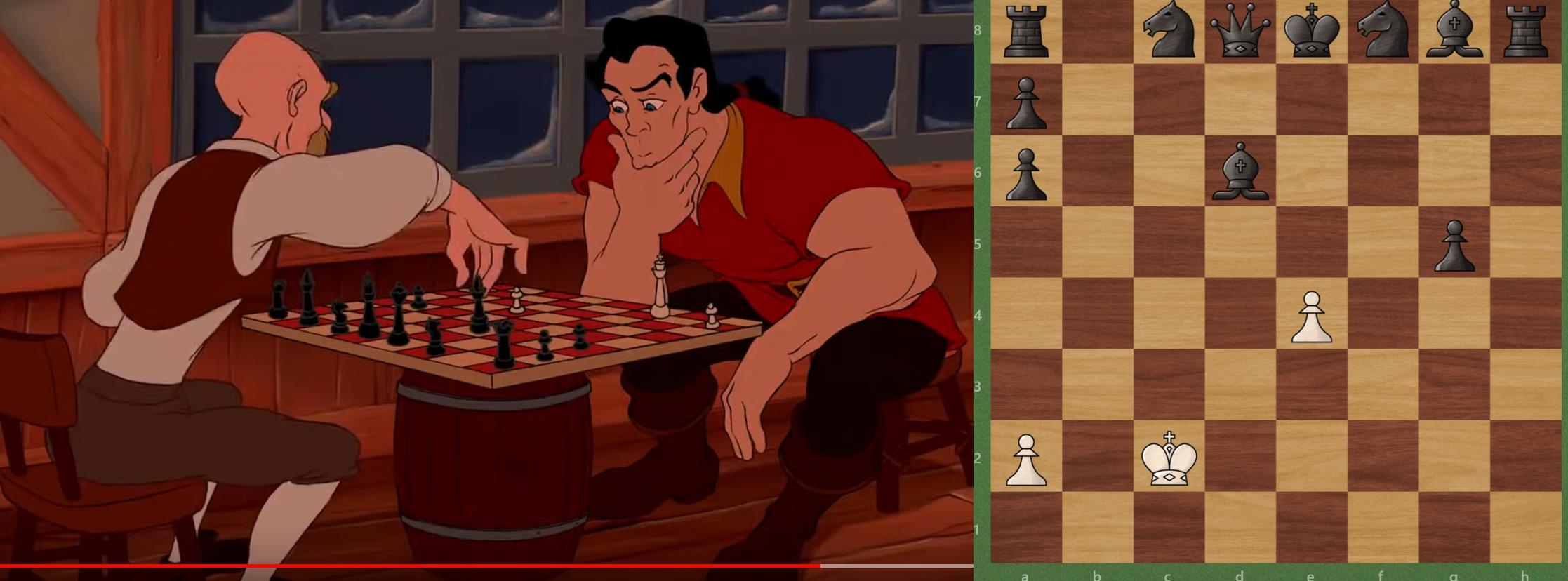 r/chess - Gaston's game of chess from Beauty and the Beast (1991)