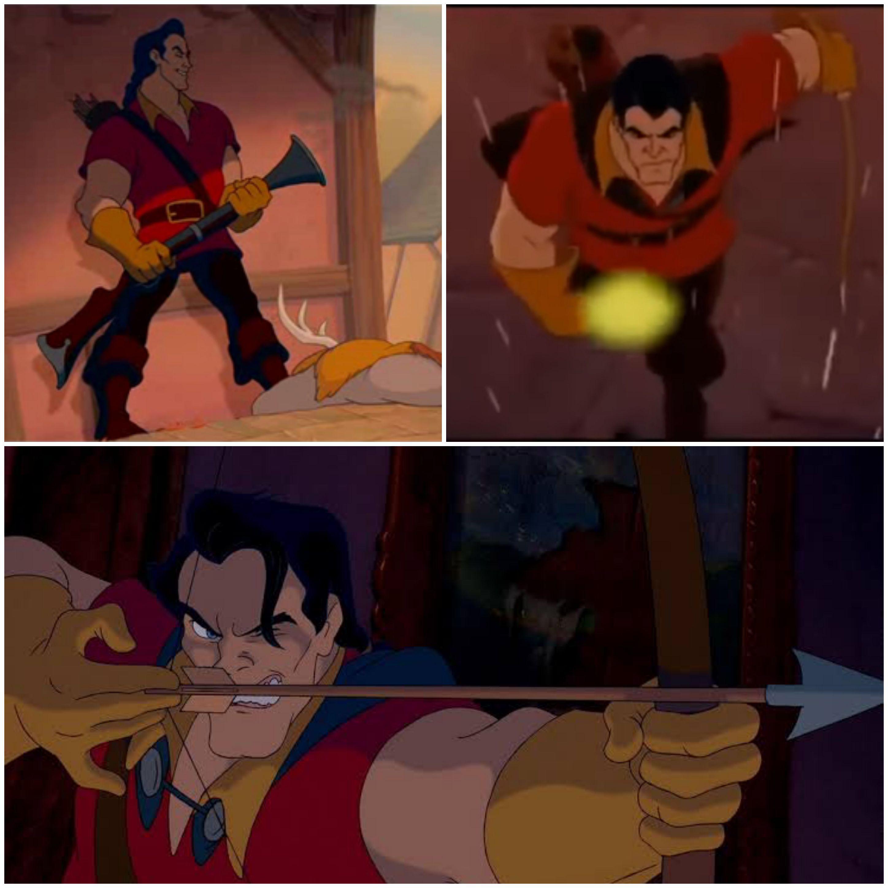 r/MovieDetails - In Beauty and the Beast (1991) Gaston used his bow in the final confrontation with the Beast instead of his blunderbuss, this is because it was raining and the gunpowder would've gotten wet making it useless.